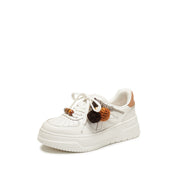 White Lucky Pinecone White Flatform Sneakers