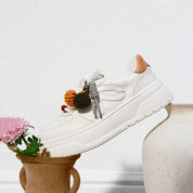 White Lucky Pinecone White Flatform Sneakers