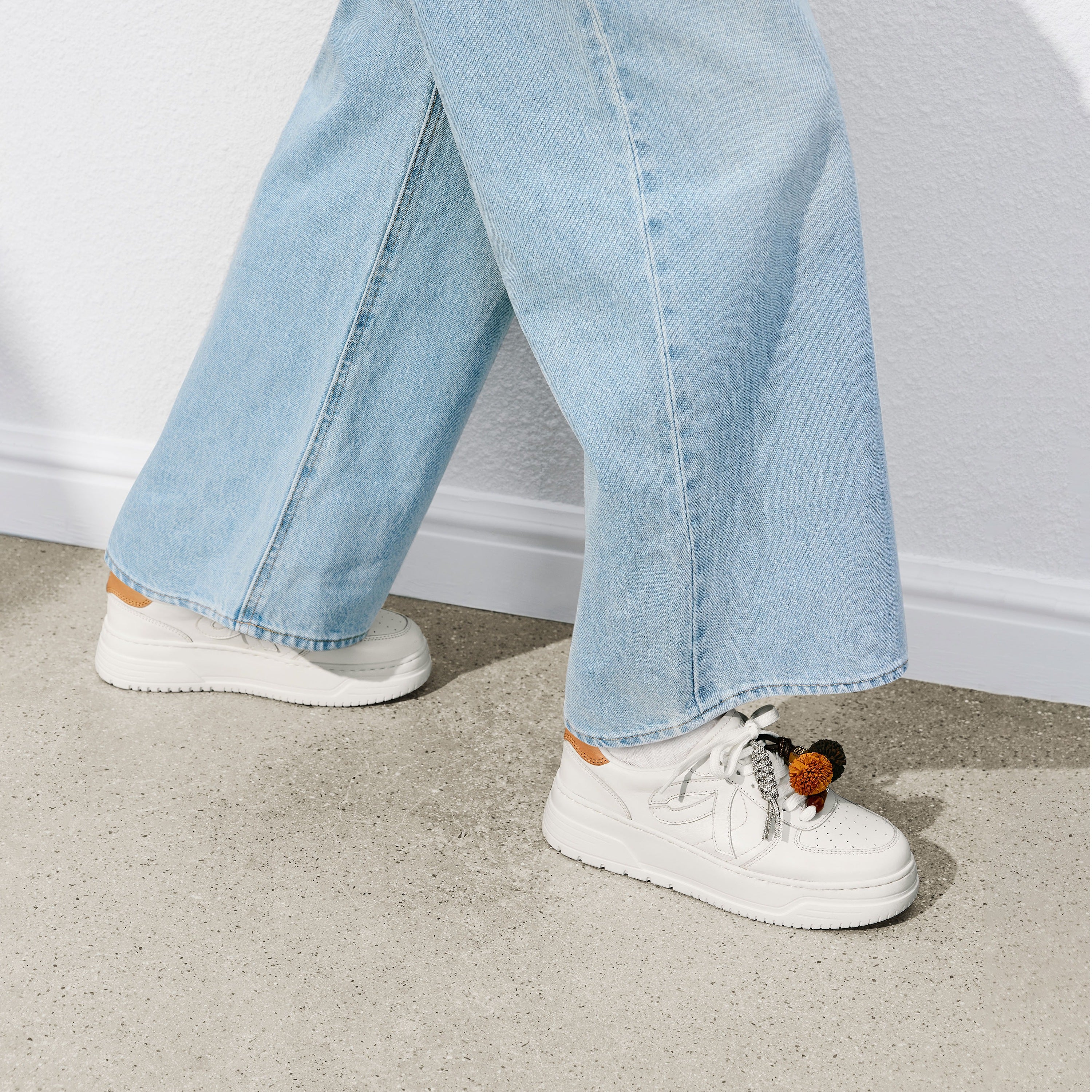 White Lucky Pinecone White Flatform Sneakers