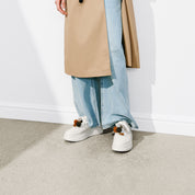 White Lucky Pinecone White Flatform Sneakers