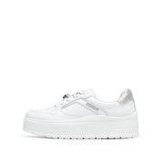 Metallic Accent Platform White Sneakers