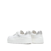 Metallic Accent Platform White Sneakers