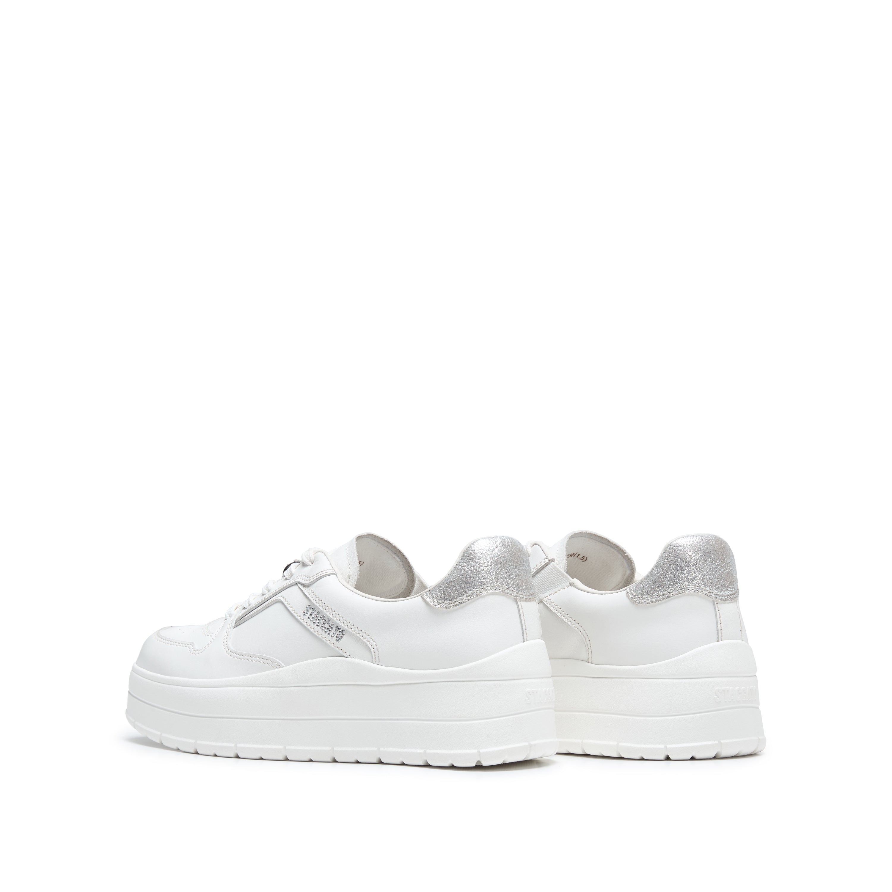 Metallic Accent Platform White Sneakers