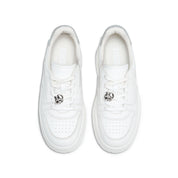 Metallic Accent Platform White Sneakers