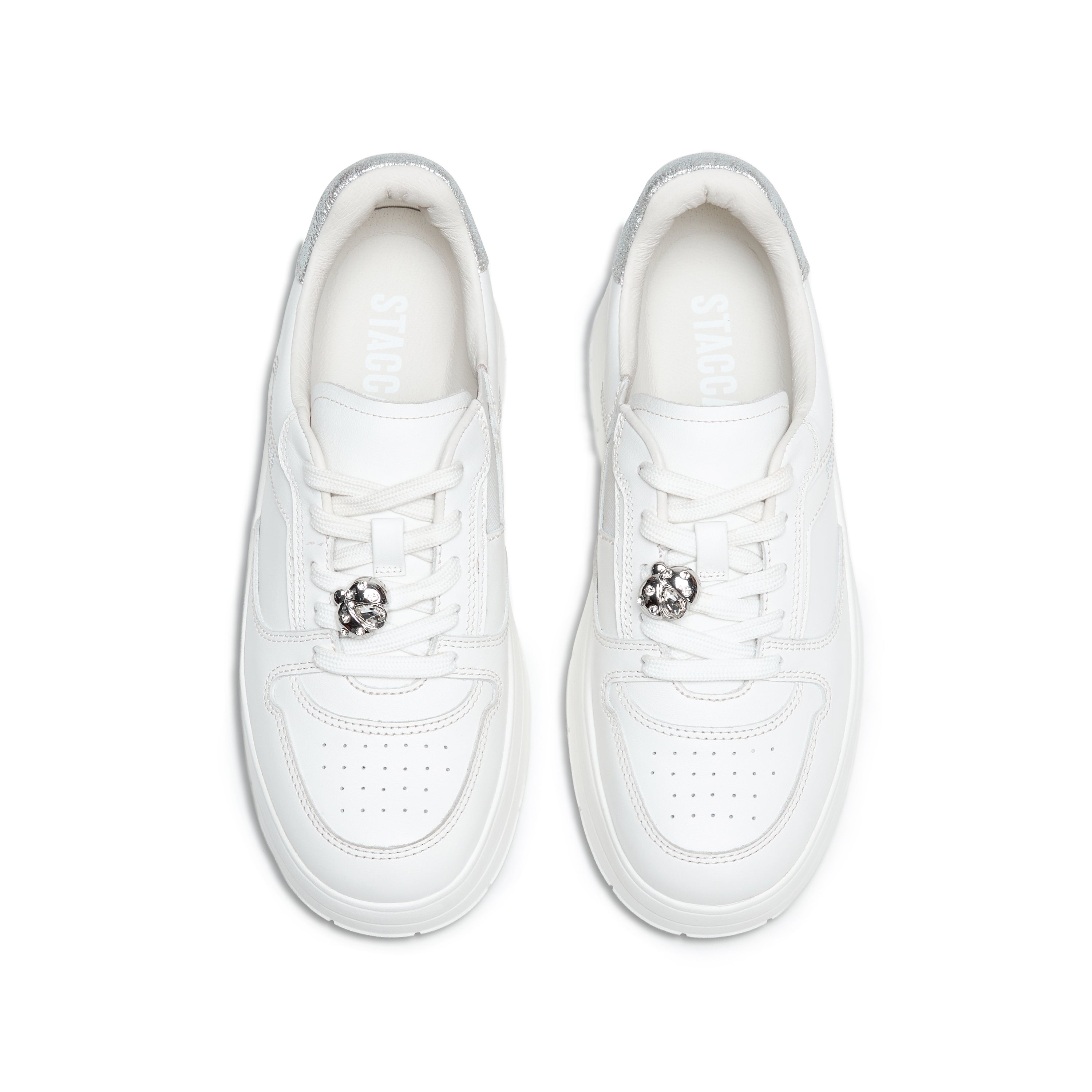 Metallic Accent Platform White Sneakers