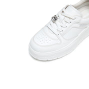 Metallic Accent Platform White Sneakers