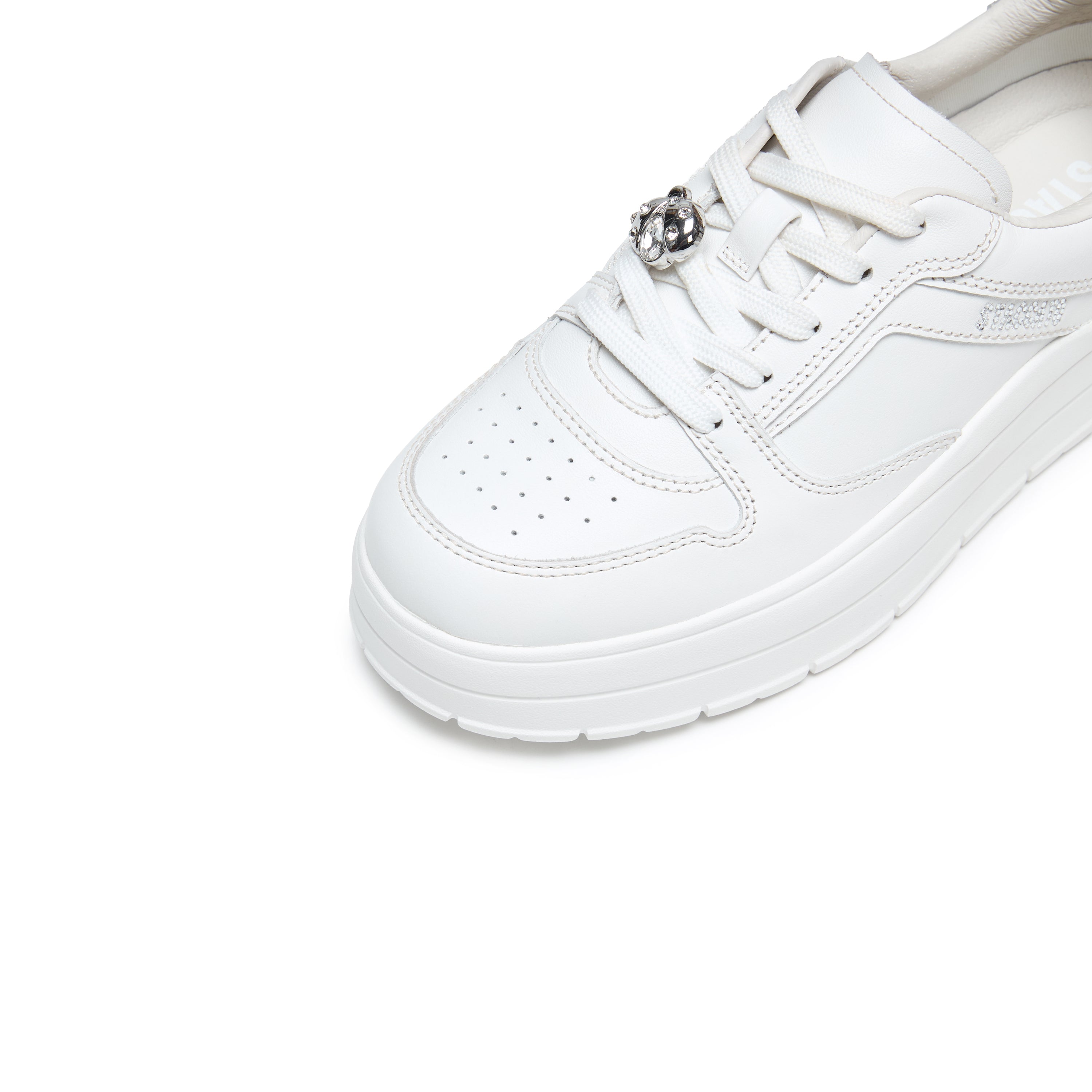 Metallic Accent Platform White Sneakers