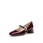 Load image into Gallery viewer, Burgundy Crystal buckle Mary Jane Pumps
