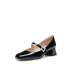 Load image into Gallery viewer, Black Crystal buckle Mary Jane Pumps
