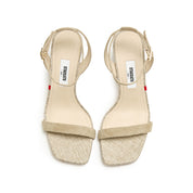 Taupe Suede Ankle Block Heeled Sandals