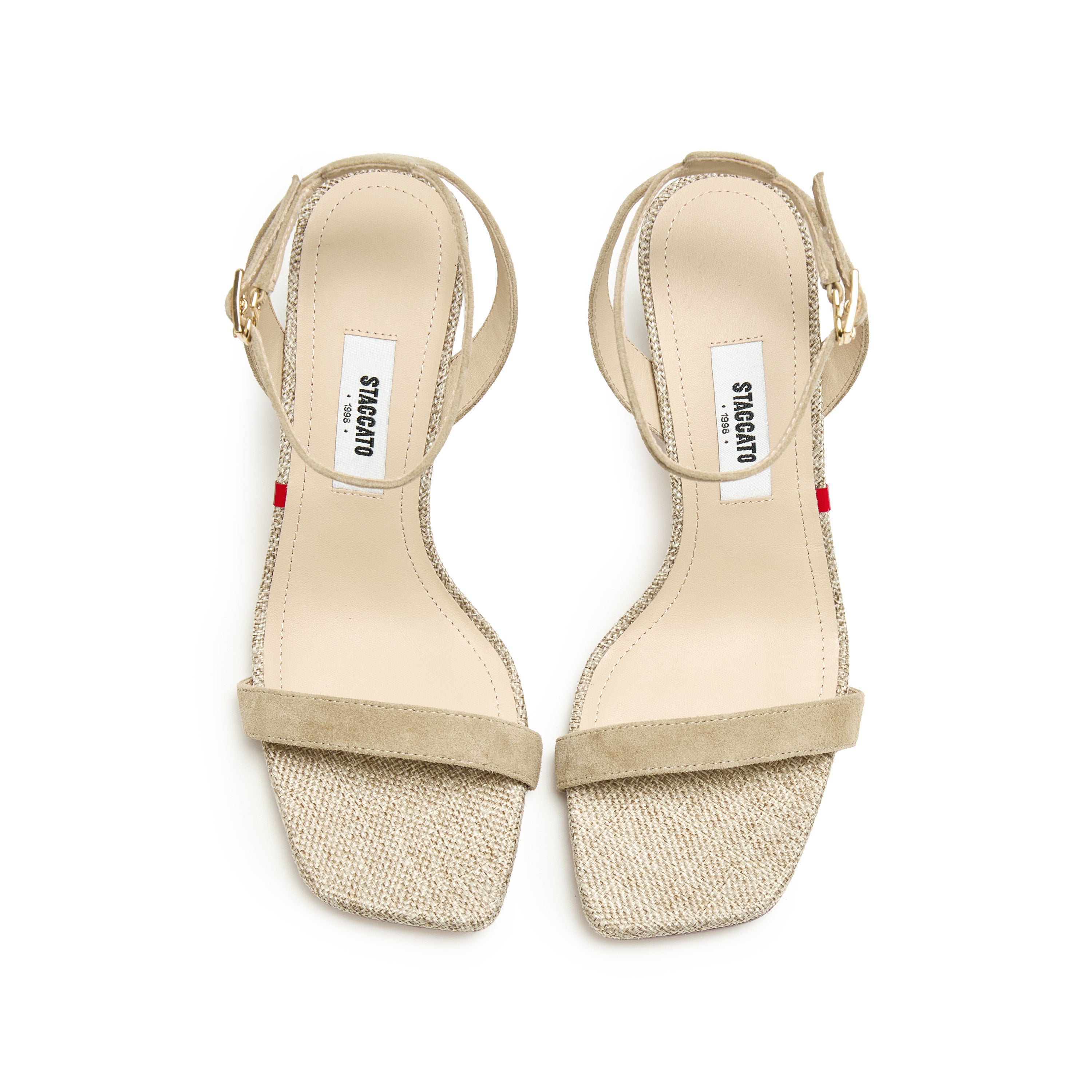 Taupe Suede Ankle Block Heeled Sandals