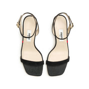 Black Suede Ankle Block Heeled Sandals