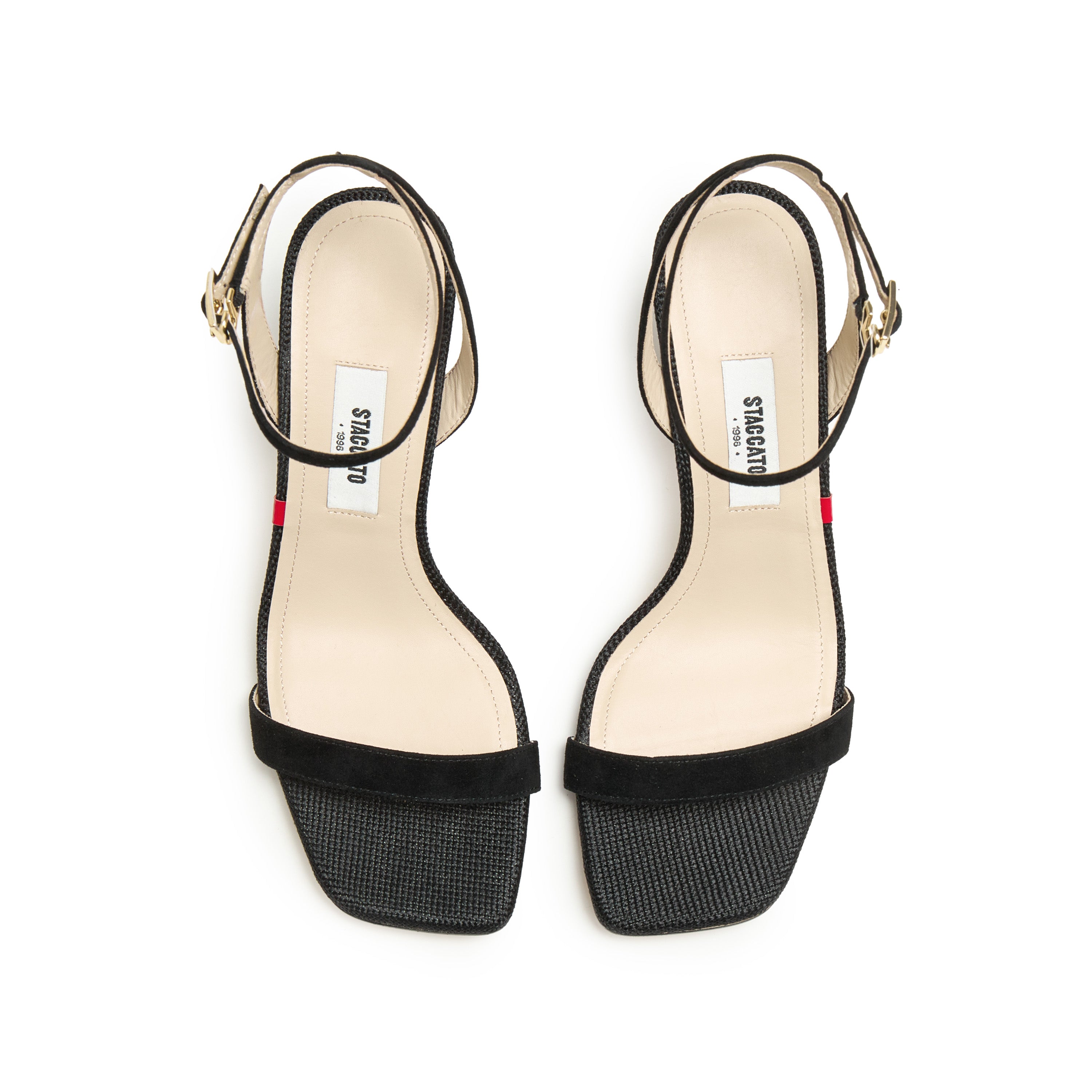 Black Suede Ankle Block Heeled Sandals