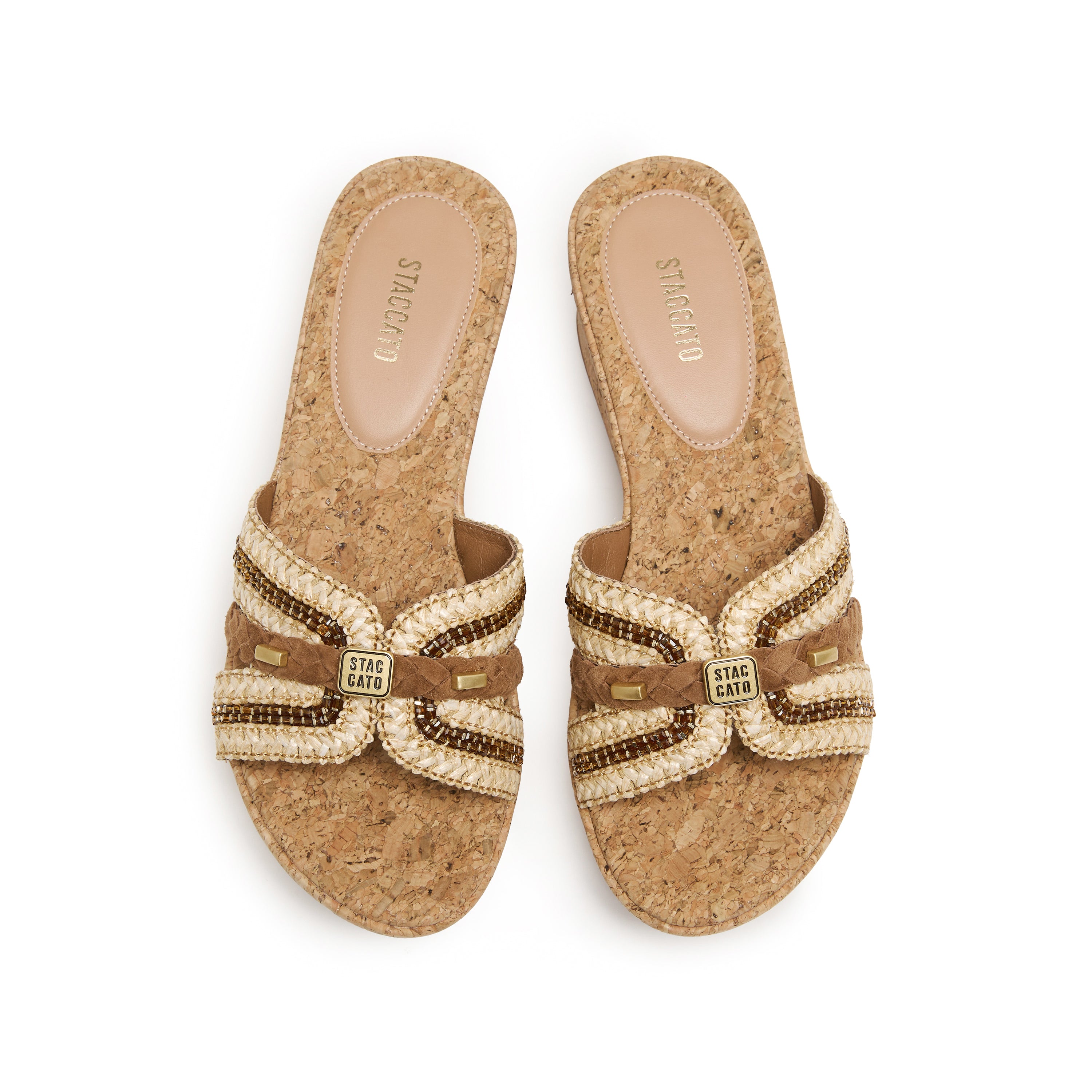Taupe ST Straw Cube-Embellished Wedge Corks