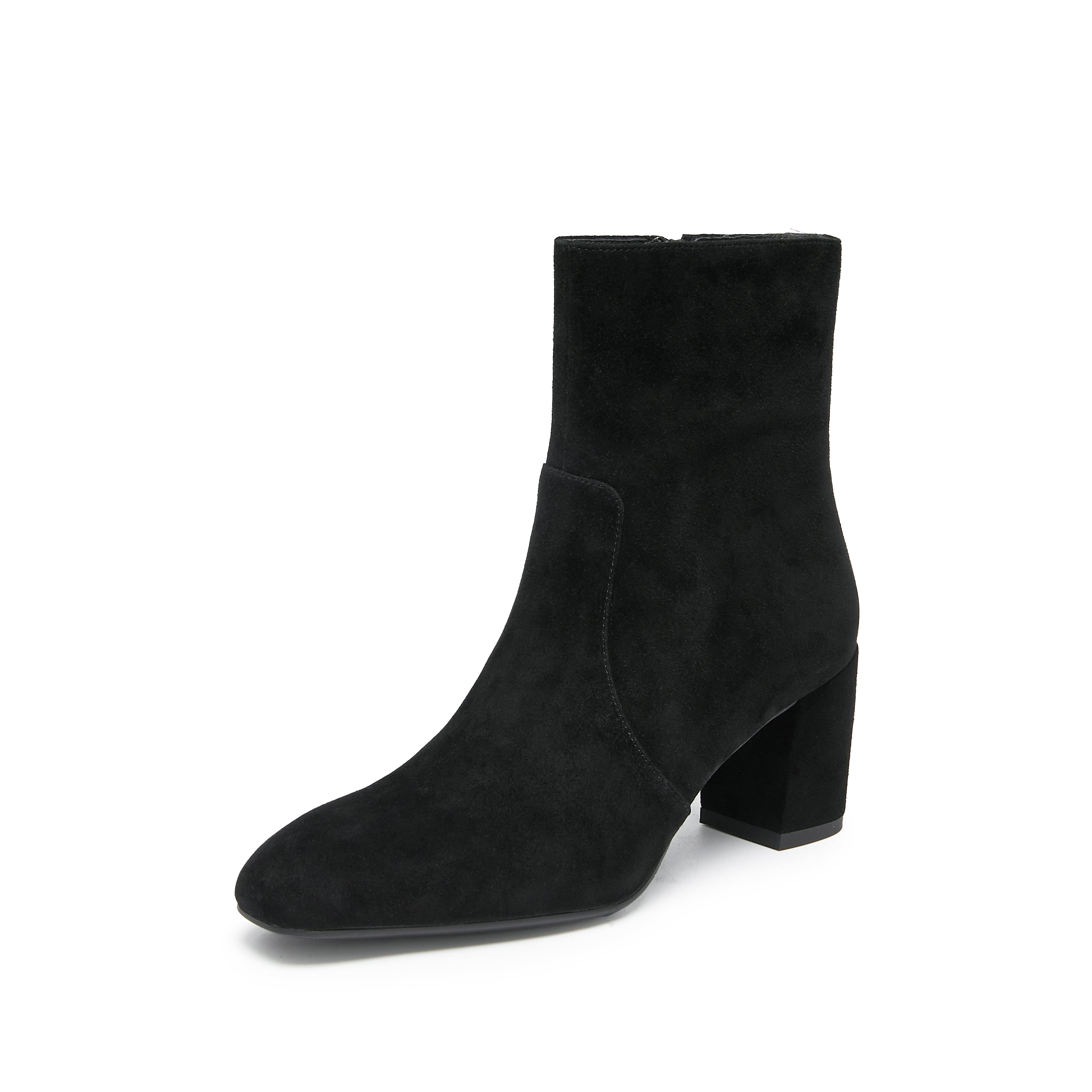 Black Suede Ankle Heeled Sock Boots