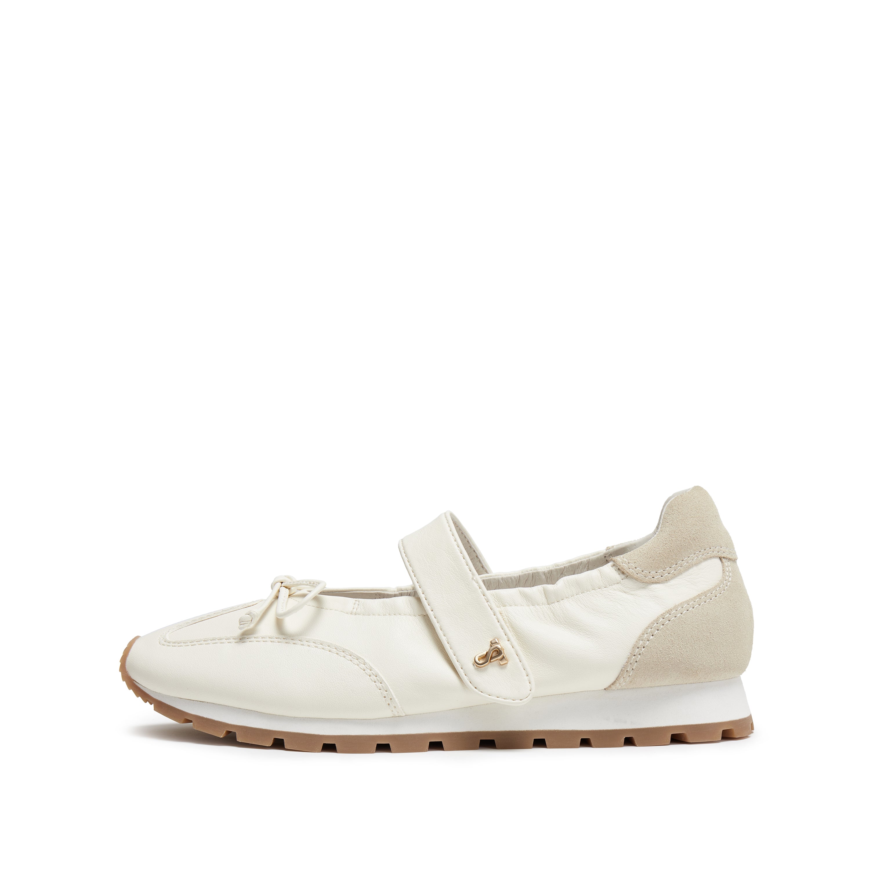 Beige ST Bow Mary Jane Derby Sneakers