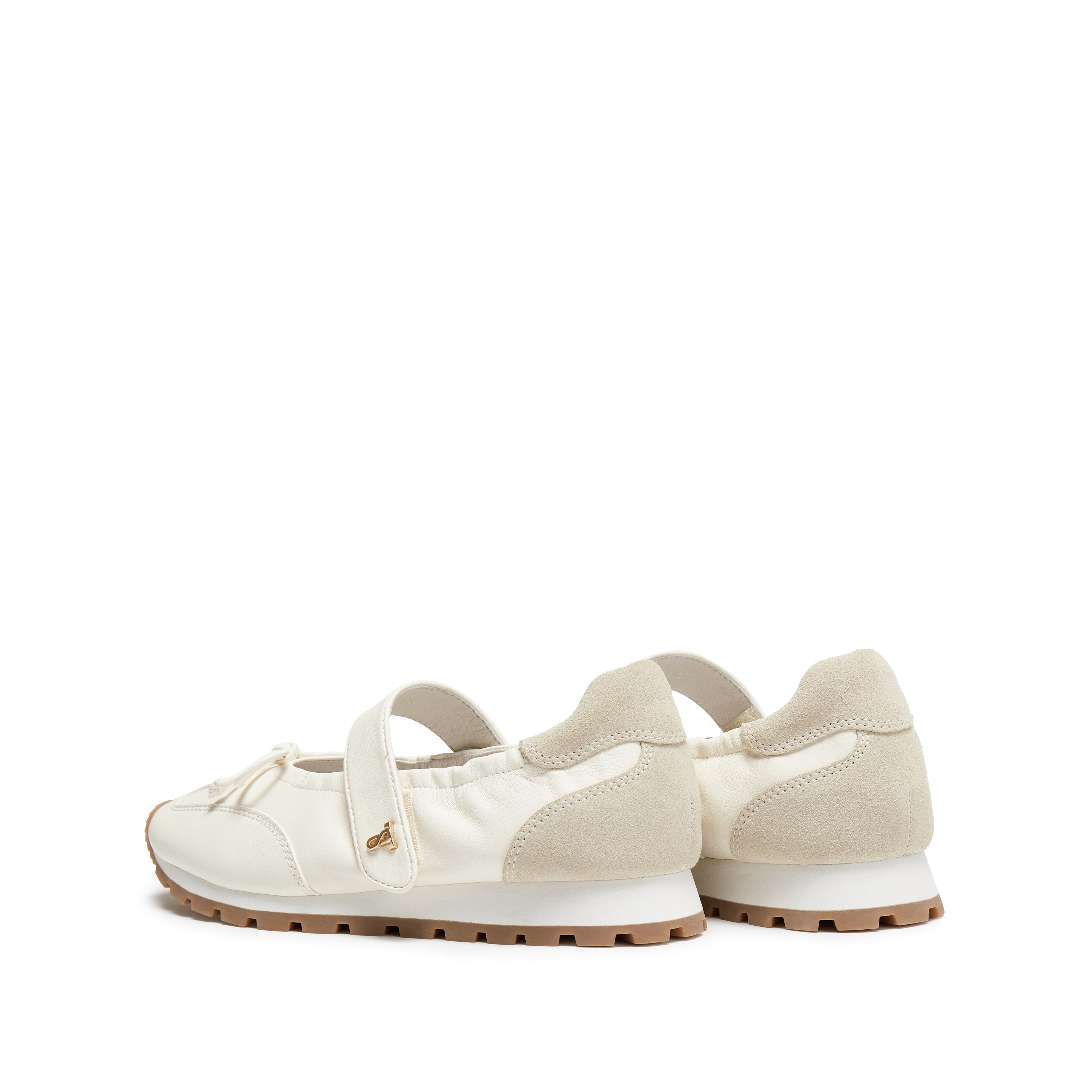 Beige ST Bow Mary Jane Derby Sneakers