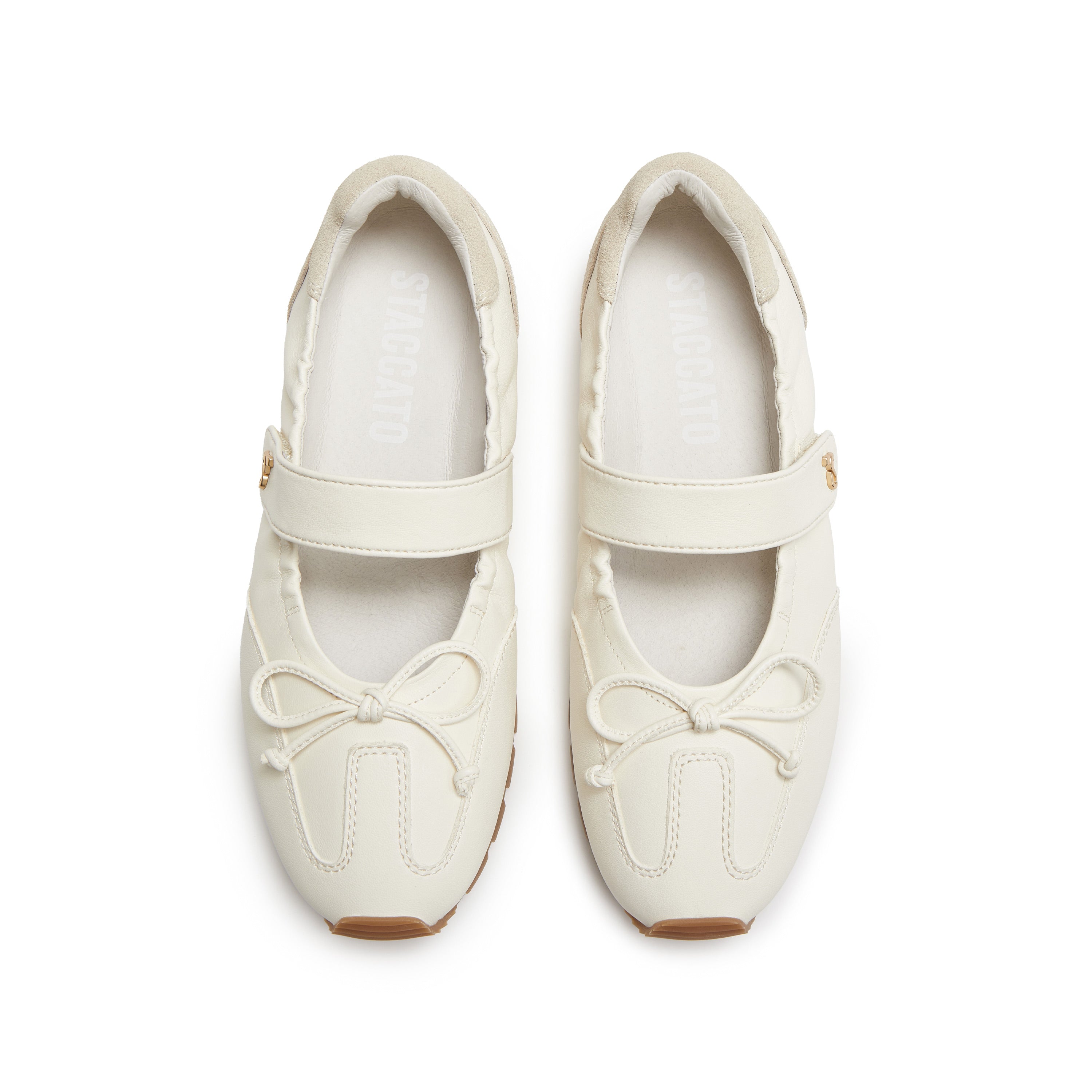 Beige ST Bow Mary Jane Derby Sneakers