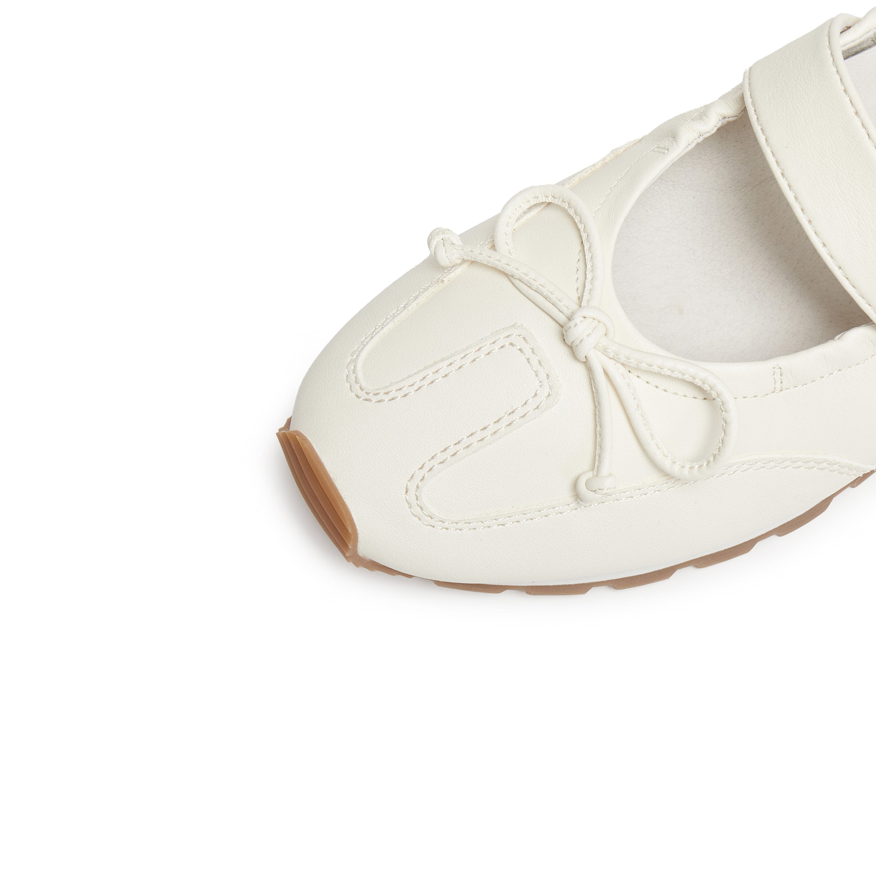 Beige ST Bow Mary Jane Derby Sneakers