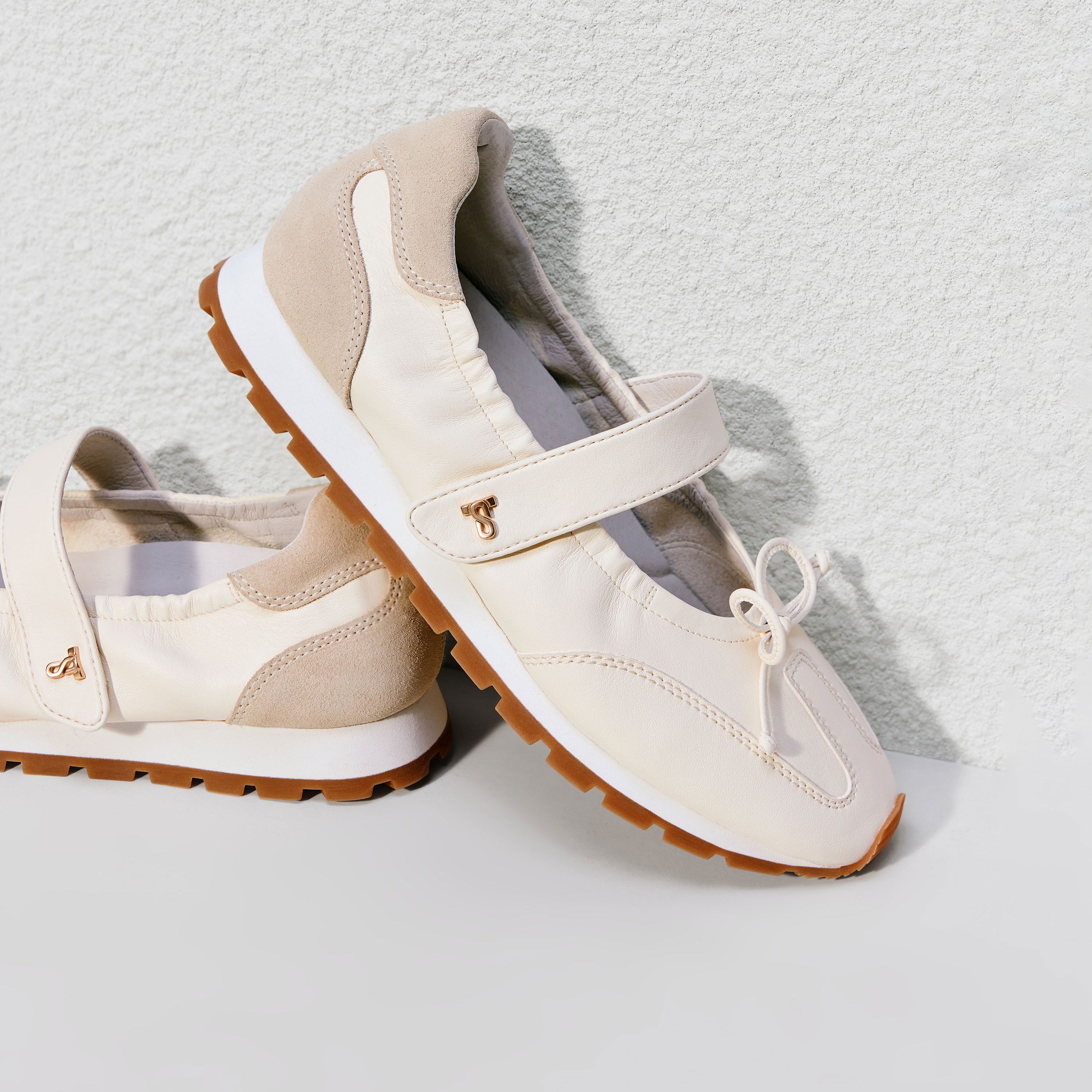Beige ST Bow Mary Jane Derby Sneakers