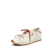 Beige Lucky Horse Hoof Leather Derby Sneakers