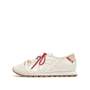 Beige Lucky Horse Hoof Leather Derby Sneakers