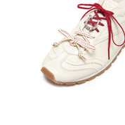 Beige Lucky Horse Hoof Leather Derby Sneakers