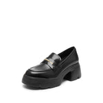 Load image into Gallery viewer, Black Golden Bamboo Platform Leather Loafers
