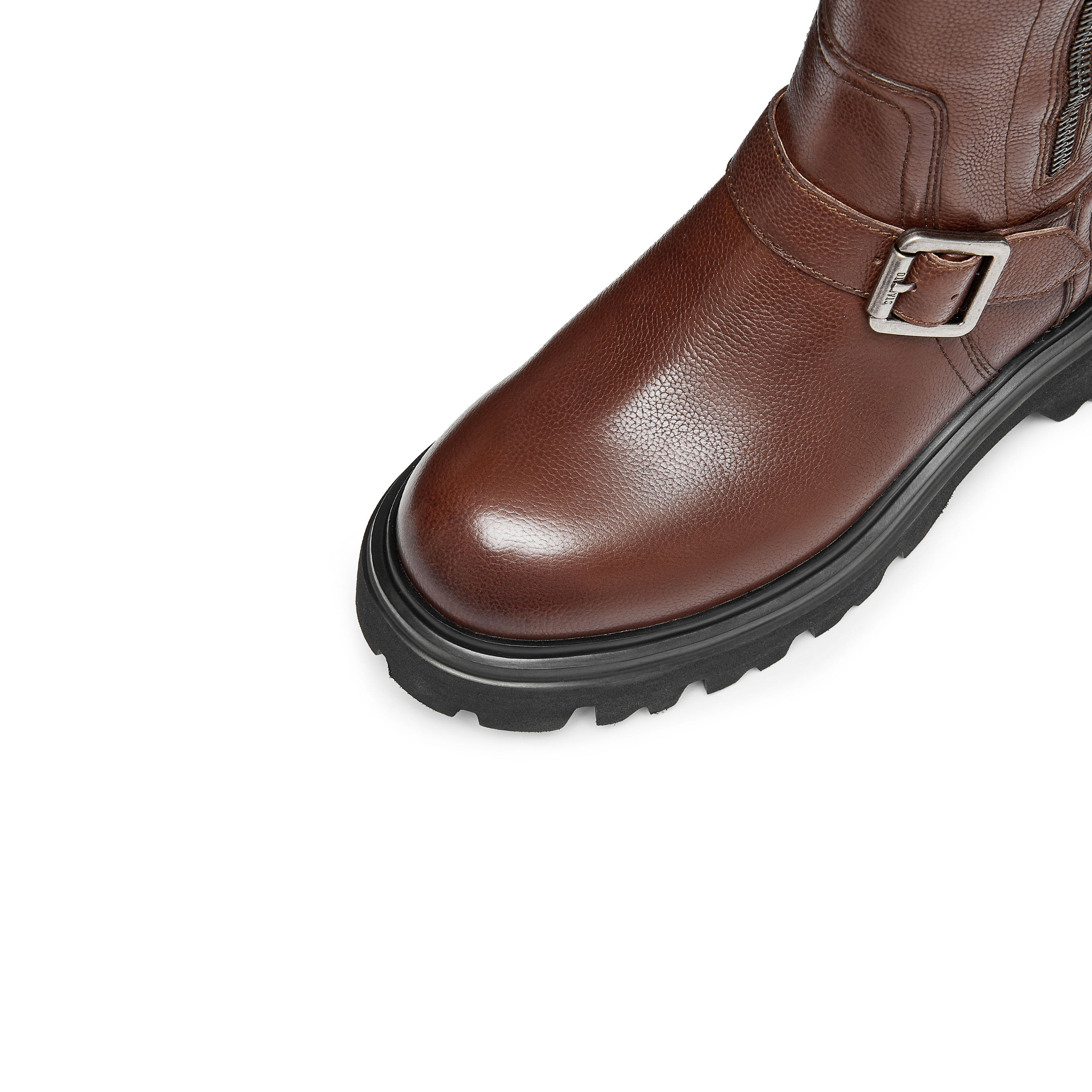 Brown Buckles Leather Under Knee Riding Boots