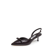 Brown Embossed Bow Slingback Pumps
