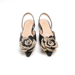 Load image into Gallery viewer, ST x CANAPE Black Rose Slingback Flats
