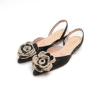Load image into Gallery viewer, ST x CANAPE Black Rose Slingback Flats

