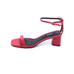 Load image into Gallery viewer, Red Leather Blocked Lace Heeled Sandals
