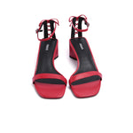 Load image into Gallery viewer, Red Leather Blocked Lace Heeled Sandals
