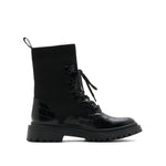 Load image into Gallery viewer, Black Lace-Up Knitted Combat Sock Boots
