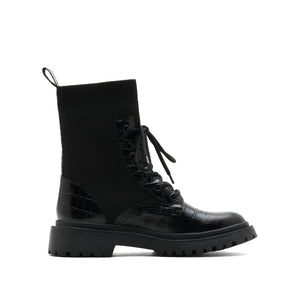 Black Lace-Up Knitted Combat Sock Boots