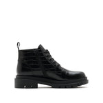 Load image into Gallery viewer, Black Embossed Lace Up Ankle Boots
