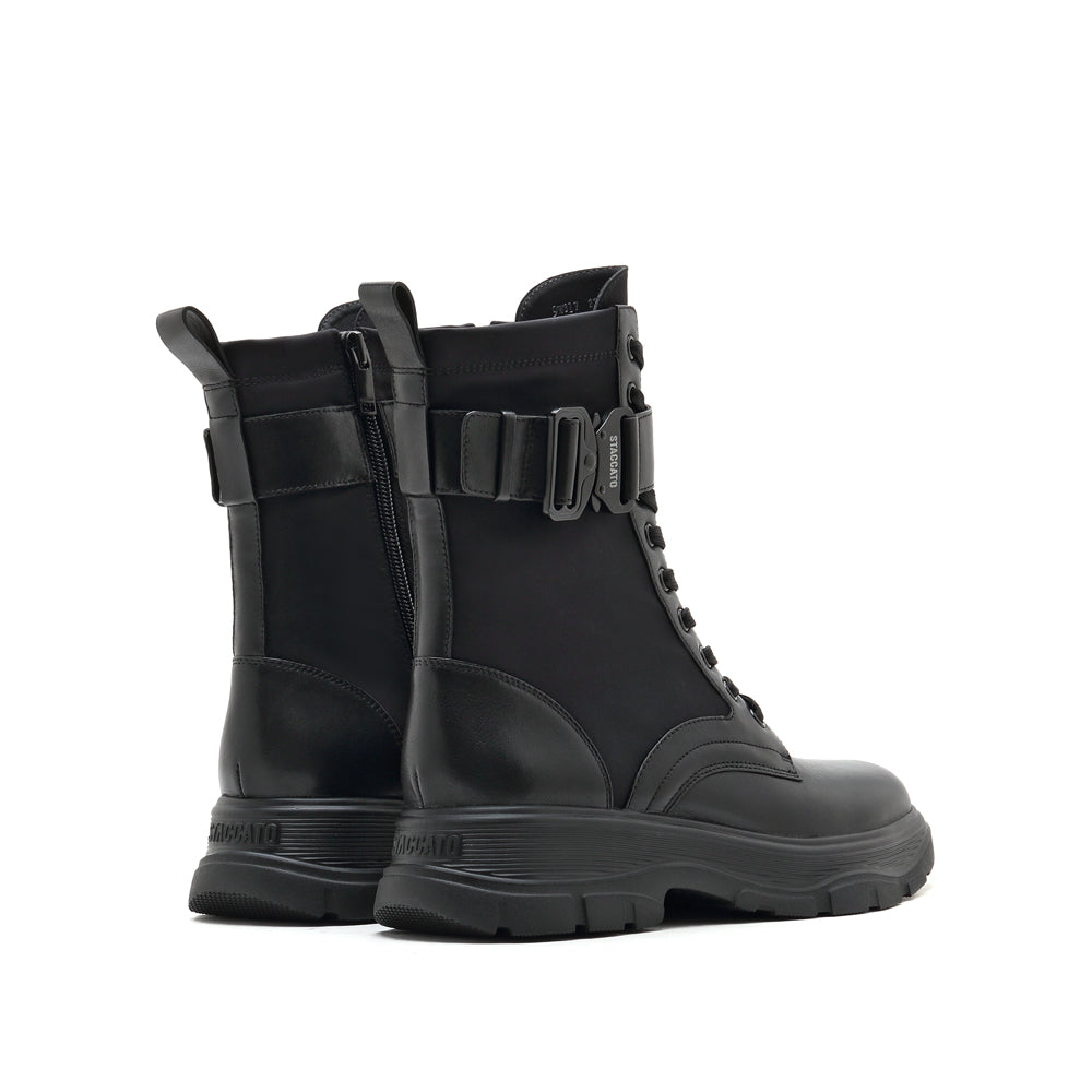 Black Military Combat Boots With Buckle