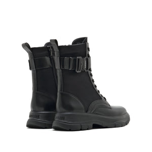 Black Military Combat Boots With Buckle