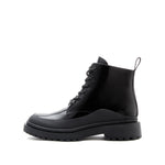 Load image into Gallery viewer, Black Rubber Sole Ankle Lace Up Boots
