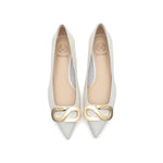 Load image into Gallery viewer, Beige S Logo Embossed Pointy Flats
