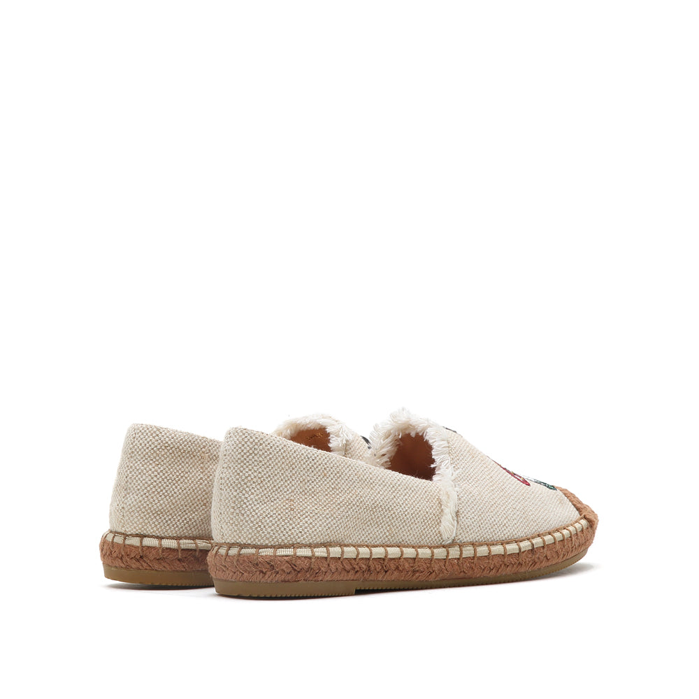 Linen Slogen Embroidery Espadrilles