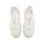 Load image into Gallery viewer, Beige St Fabric Lace Up Slingback Mule Sneakers
