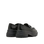Load image into Gallery viewer, Black Leather Platform Crystal Loafers
