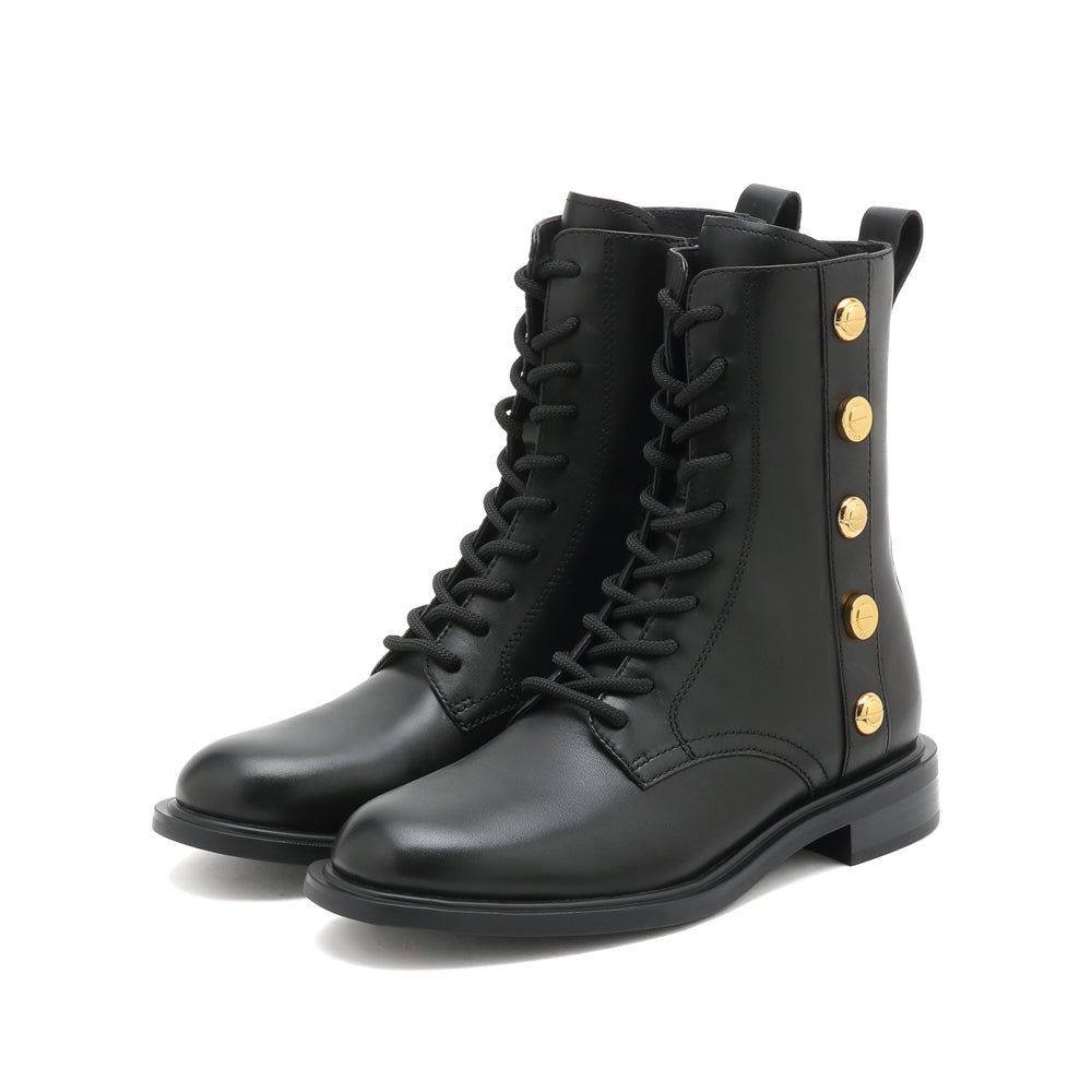 Golden Studs Lace Up Boots