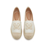 Load image into Gallery viewer, Beige ST Embroidery Leather Espadrilles
