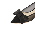 Load image into Gallery viewer, Black Bow Mesh Kitten Pumps
