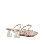 Load image into Gallery viewer, Taupe Crystal Pearl Heeled Mule
