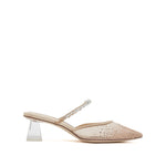 Load image into Gallery viewer, Taupe Crystal Pearl Heeled Mule
