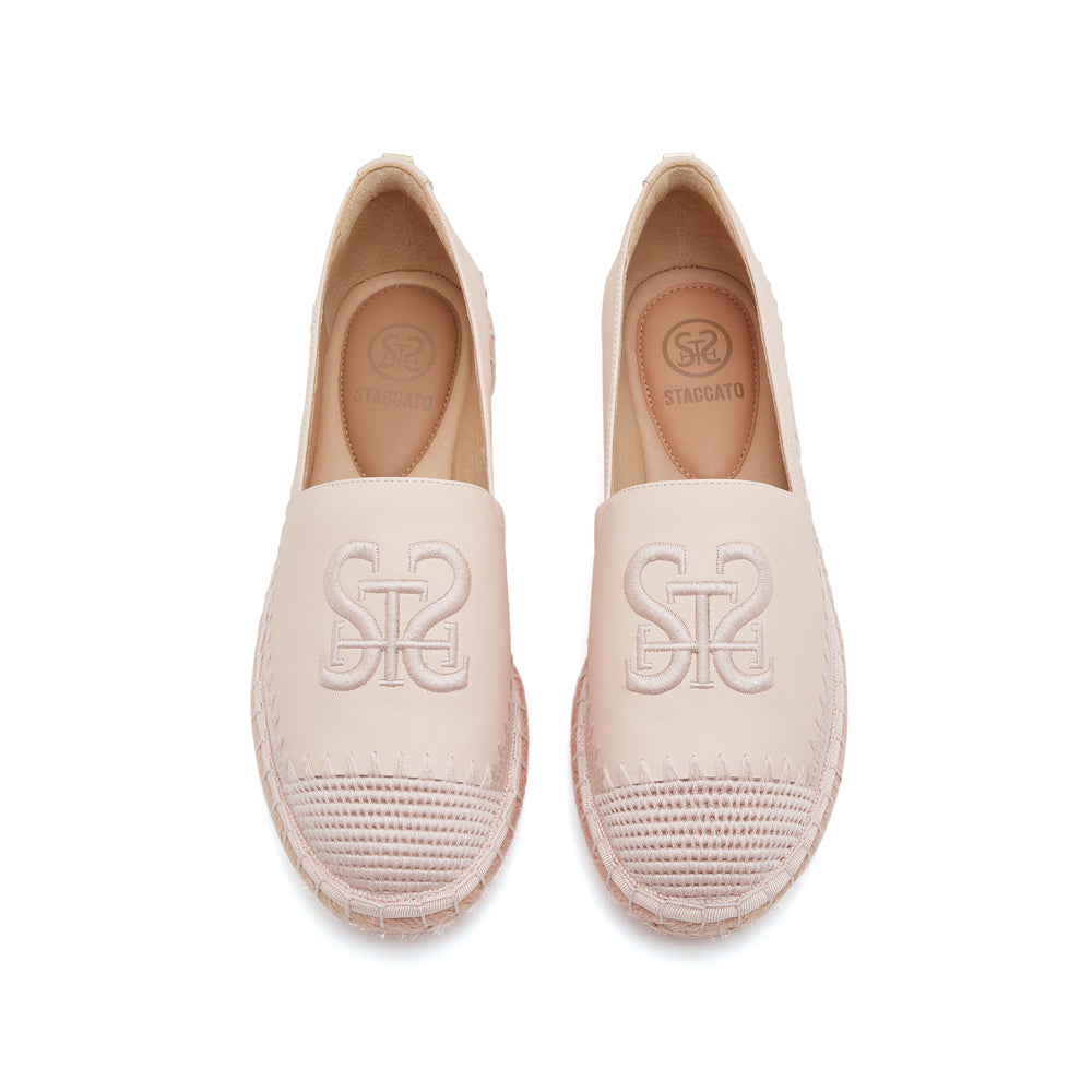 Pastel ST Embroidery Leather Espadrilles